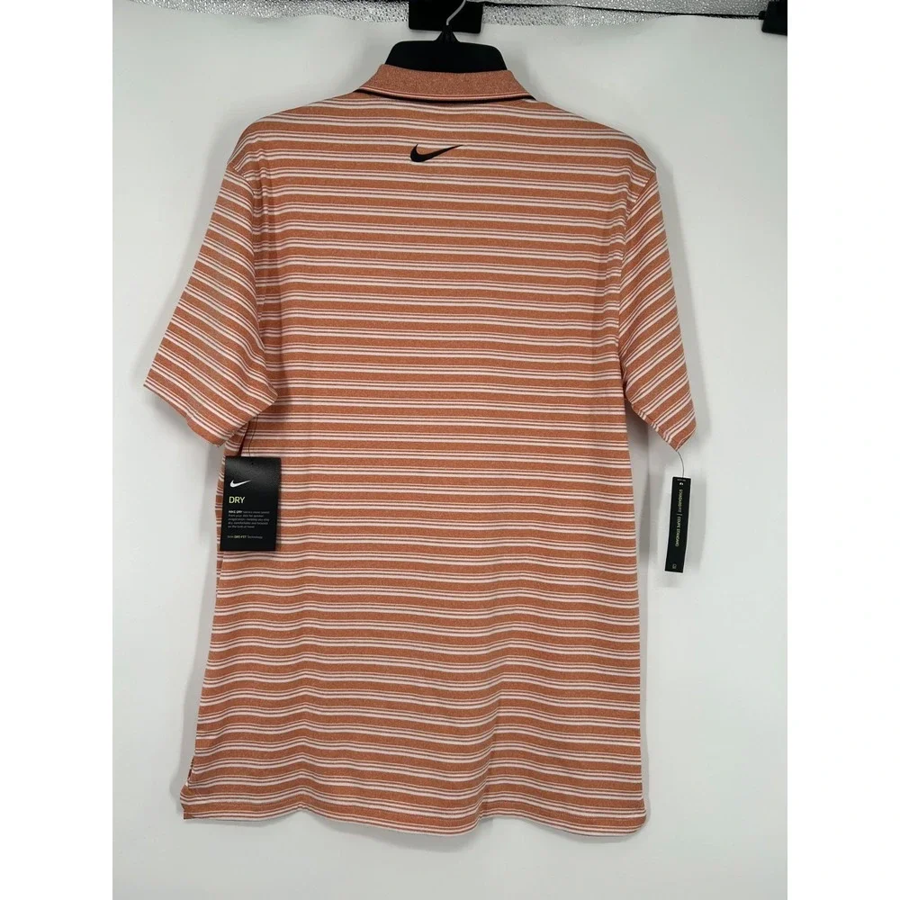 Nike Vapor Golf Polo Shirt Mens Small Orange Striped Dri Fit White CK4744-847